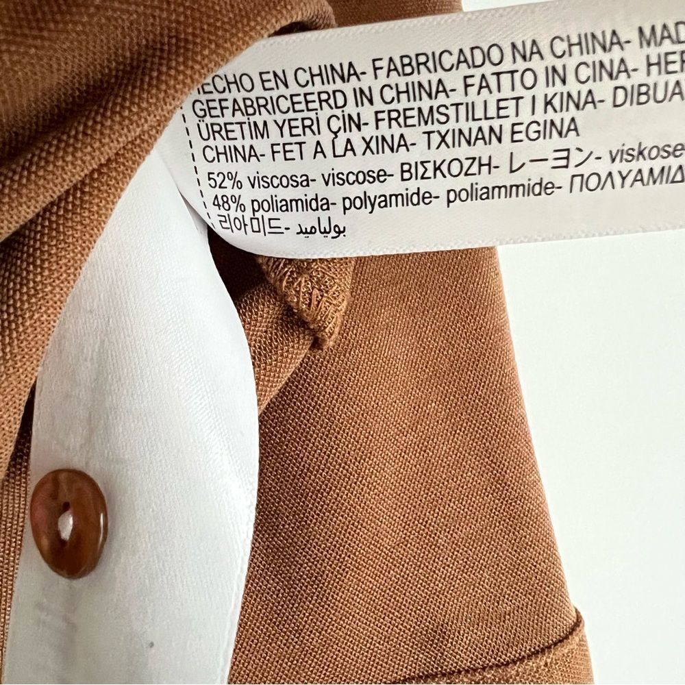 Massimo Dutti Tan Camel Buttondown Size Small - image 3